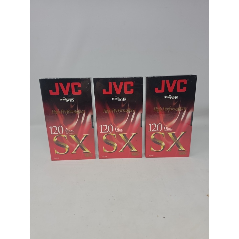 Lot of 3 JVC T-120 SX Blank High Performance VHS Tapes - New & Sealed